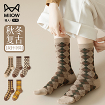 Cat People Socks Children Autumn Winter Thickening warm and cute retro style Basket Long Socks stockings Bacteriostatic Deodorant Sport Sweat Cotton Socks