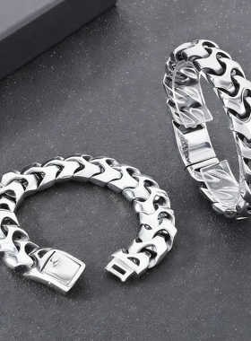 男士复古朋克钛钢龙骨链手链