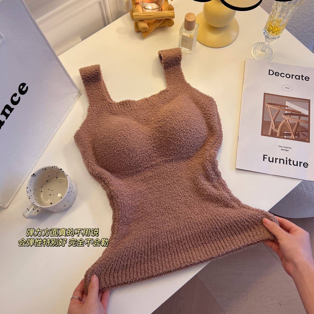 带胸垫保暖背心女款免穿文胸无痕加绒加厚内搭秋冬季德绒打底内衣,淘宝优惠券,粉丝福利购,淘宝优惠卷