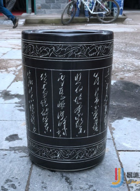 景德镇陶瓷雕刻大花瓶书画筒