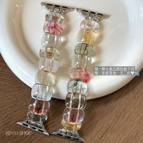 适用iwatch10苹果表带天然水晶石表带适用AppleWatchs456789s7s8 - 图0