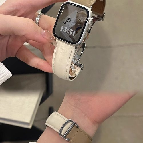 适用苹果AppleWatch10手表皮质折叠扣iWatch10代表带456789s7s8s9 - 图2