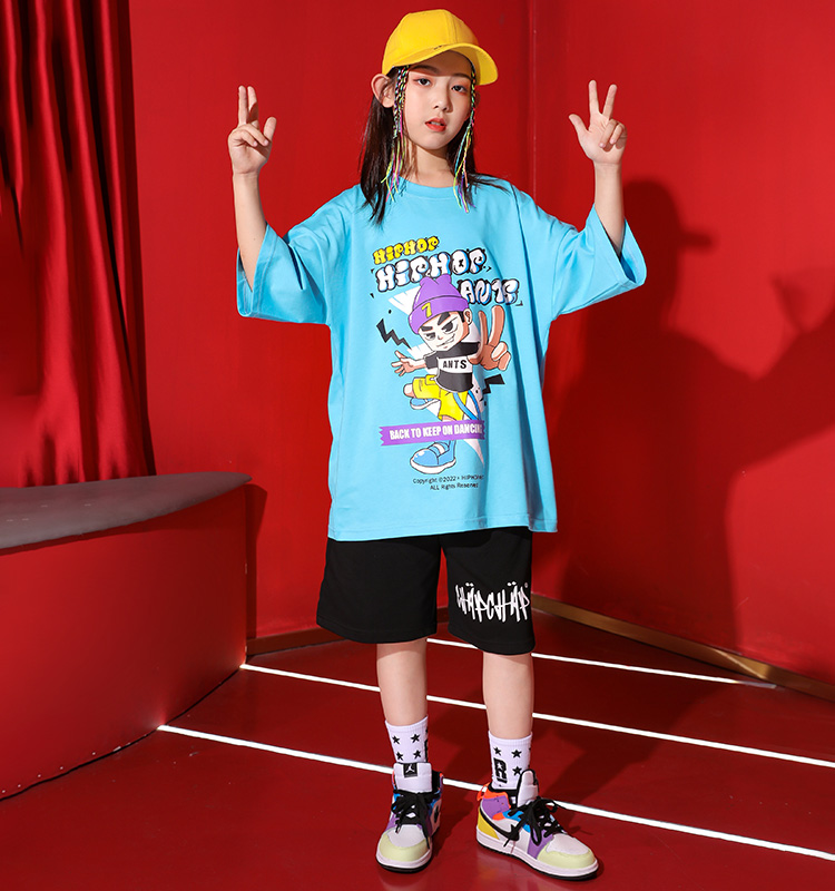 少儿街舞服装儿童酷帅宽松短袖裤子hiphop套装表演服男童嘻哈潮服