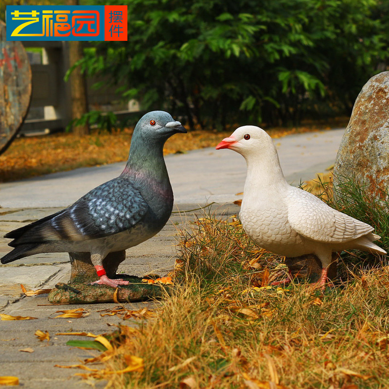 樹脂模擬鴿子擺件戶外園林景觀雕塑工藝品幼兒園餐廳酒店櫃檯裝飾