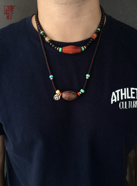 原创个性玛瑙天珠项链锁骨链民族风颈链百搭项链挂饰吊坠生日礼物