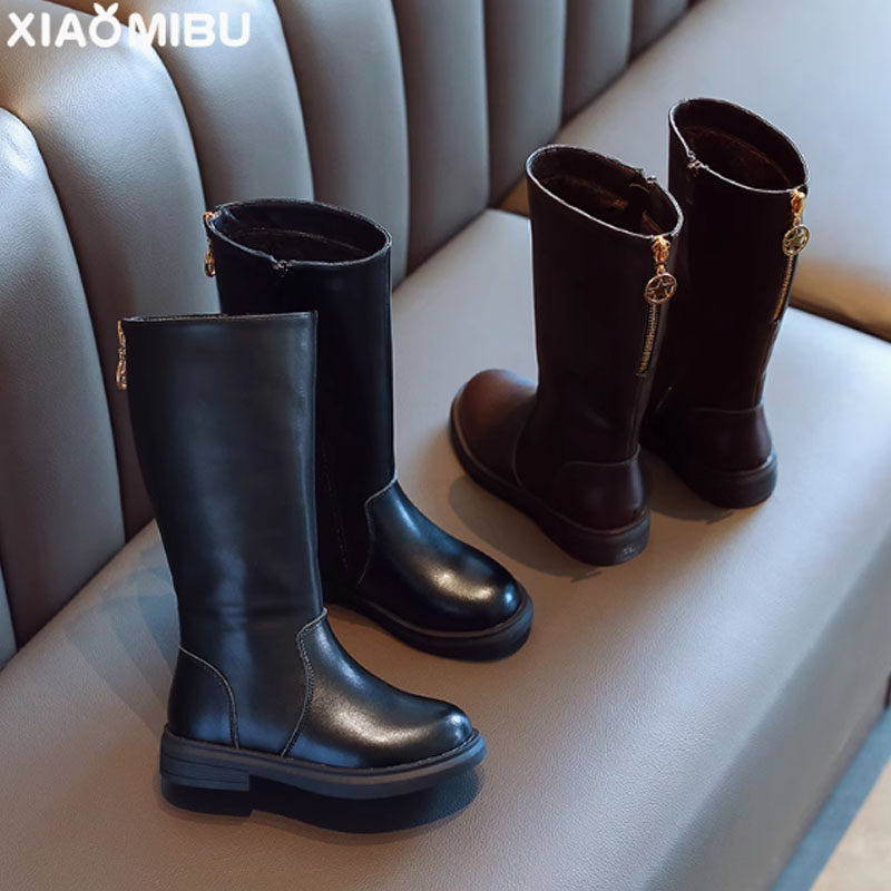 女童靴子皮靴2025新款春秋季秋冬款公主中筒单靴女孩高筒长筒长靴,淘宝优惠券,粉丝福利购,淘宝优惠卷