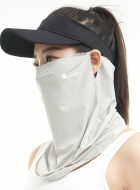 冰丝防晒面罩女夏季全脸防紫外线护颈遮阳面纱口罩骑行面巾挂耳式