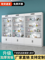 Glass Display Cabinet Commercial Glass Door Products Cosmetics Container Sample Exhibition Cabinet With Lock Beauty Salon Gift Cabinet