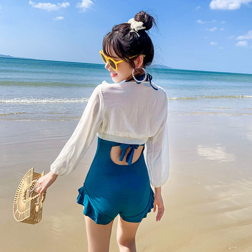 清仓特价泳衣女连体带钢托性感高腰显瘦带罩衫保守泳衣厂家处理 - 图2
