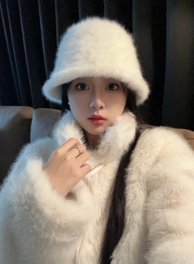 大头围毛秋冬渔夫帽女休闲