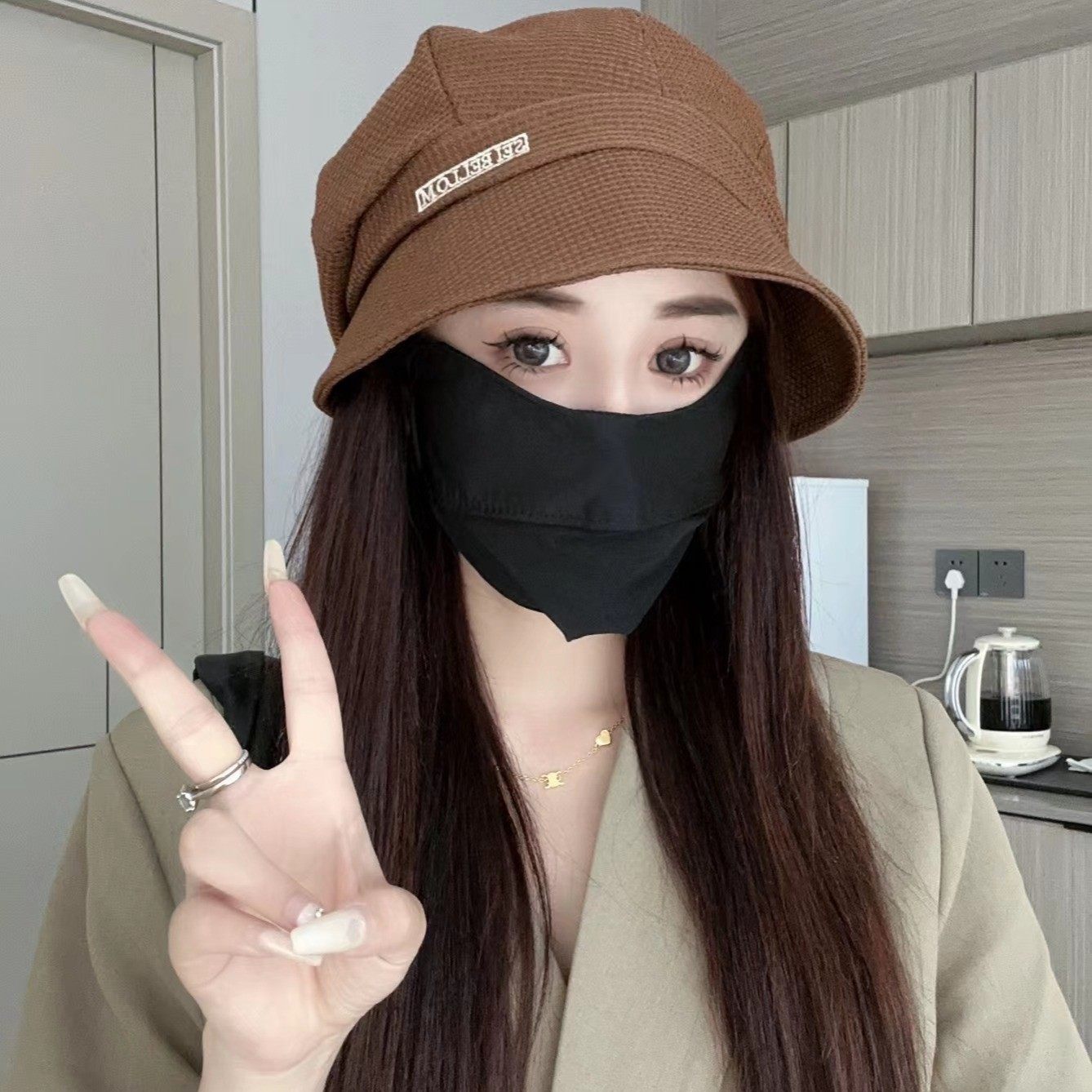 秋冬新款三帽合一百搭鸭舌帽大头围渔夫帽女褶皱堆堆帽显脸小盆帽