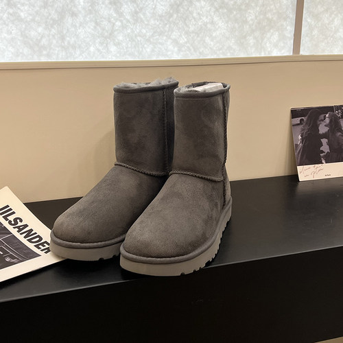 河南桑坡冬季雪地靴女冬加绒加厚真皮保暖皮毛一体中筒一粒扣棉鞋 - 图3