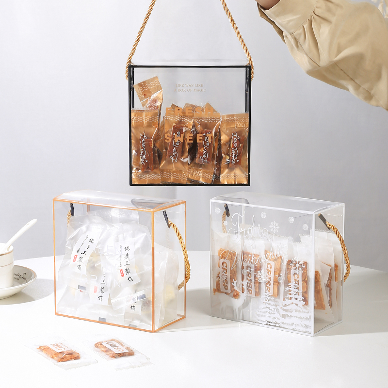 创意透明圣诞苹果盒手提礼品盒平安夜糖果饼干糯米船包装盒礼物盒