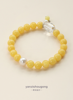 女蜜蜡原创设计气质手链