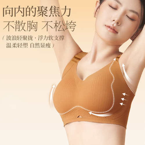 胸大显小内衣收副乳聚拢防下垂塑形大码孕妇文胸怀孕期专用女薄棉 - 图1