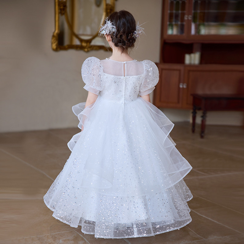 女童礼服白公主裙2025新款儿童装夏季蓬蓬纱裙子钢琴演出服主持人,淘宝优惠券,粉丝福利购,淘宝优惠卷