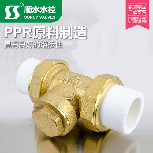 双热熔活接单向卧式逆止PPR黄铜止回阀自来水管4分6分1寸20 25 32 - 图0