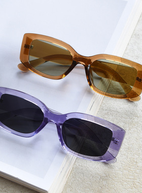 TR90偏光太阳眼镜简约粗腿潮透紫色时尚男女同款墨镜街拍开车遮阳