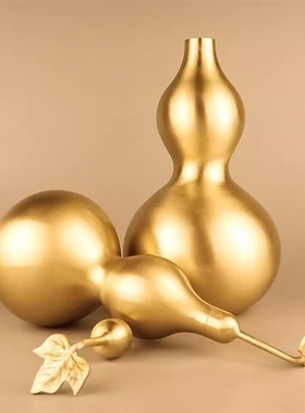 化解东北凸角全黄铜制八卦单葫芦纯铜工艺品摆件客厅招财开口大