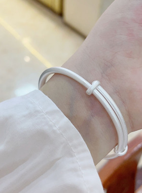 足银9999古法平安喜乐推拉手镯