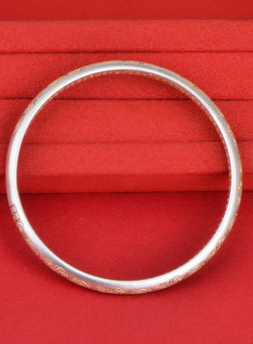 足银999.9古法描金唐草纹手镯