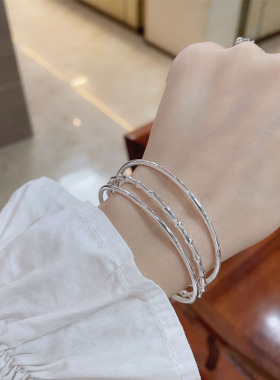 足银999.9竹节三环喜乐手镯