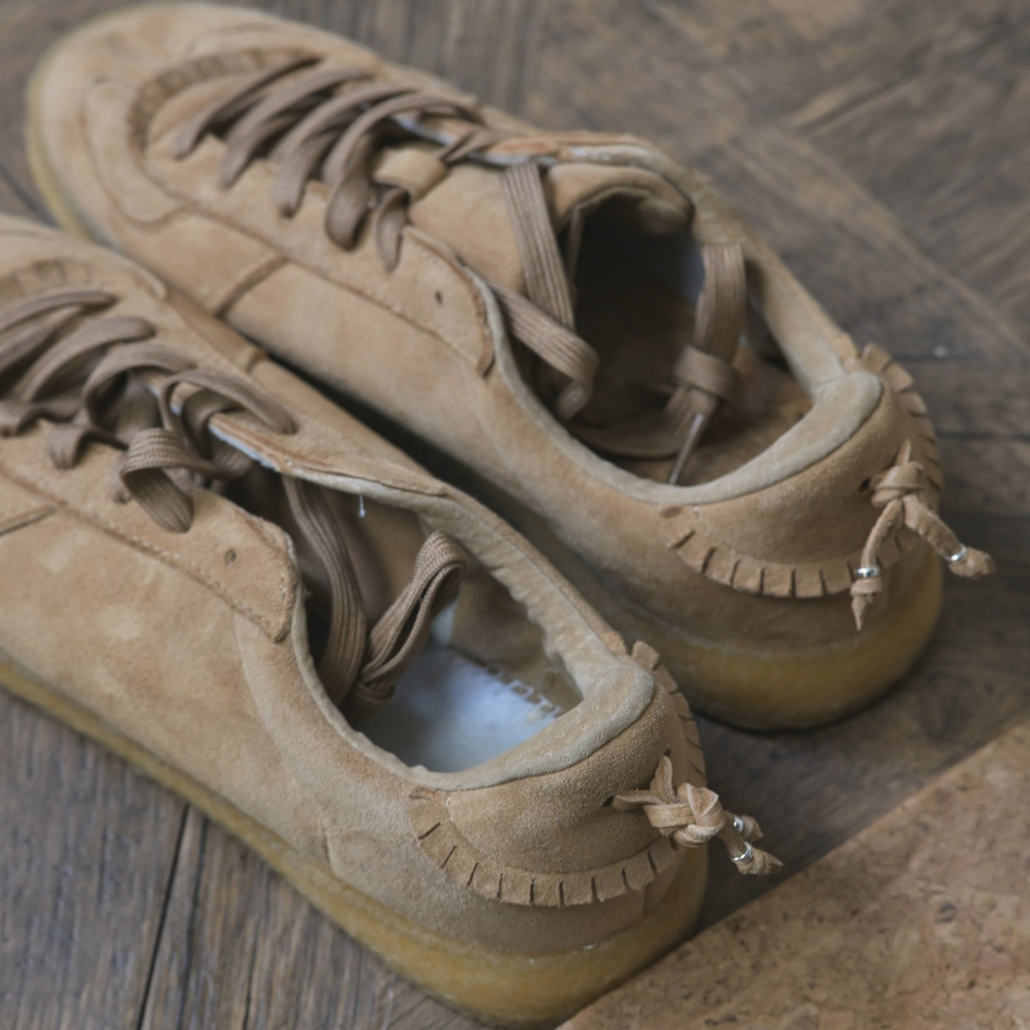 SONOFLOONG复古真皮德训鞋羊皮鹿皮流苏翻毛皮银扣板鞋咔叽马吉拉,淘宝优惠券,粉丝福利购,淘宝优惠卷