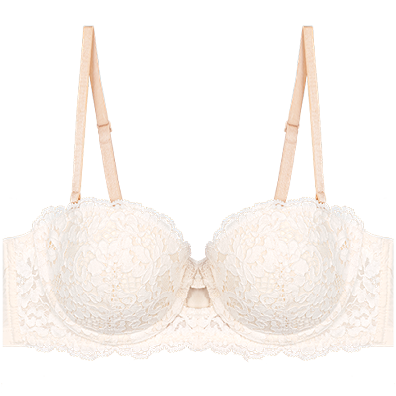 白色纯欲性感蕾丝薄款小胸聚拢内衣 歌力诺文胸