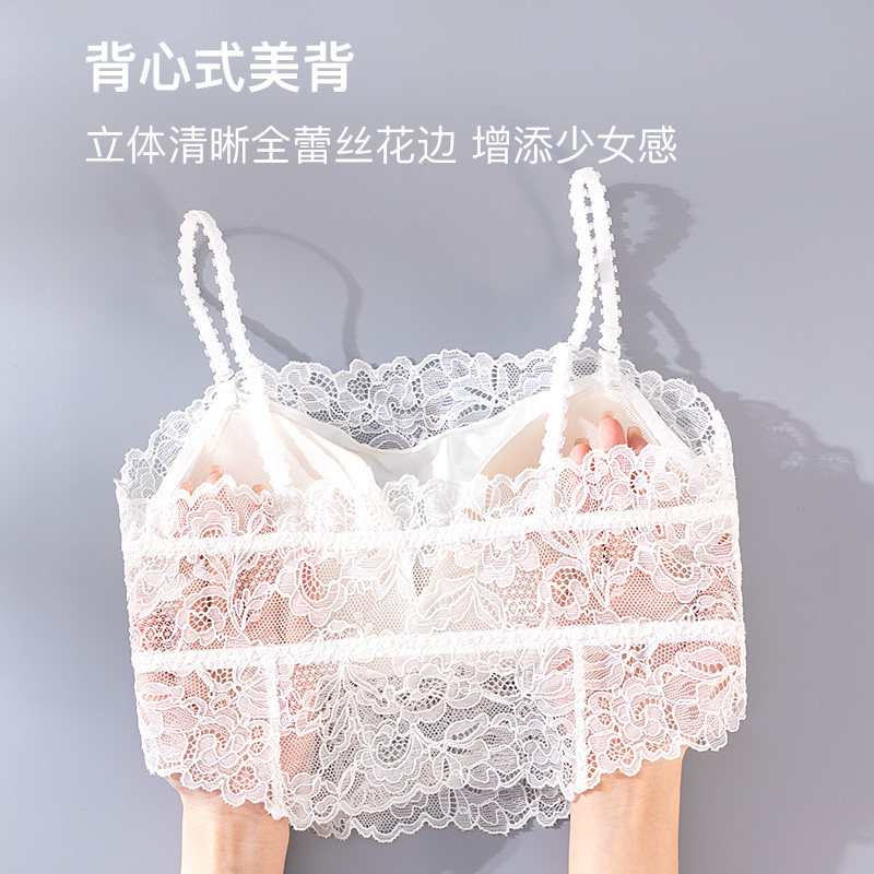 女性感内搭文胸罩聚拢白色蕾丝裹胸 歌力诺文胸