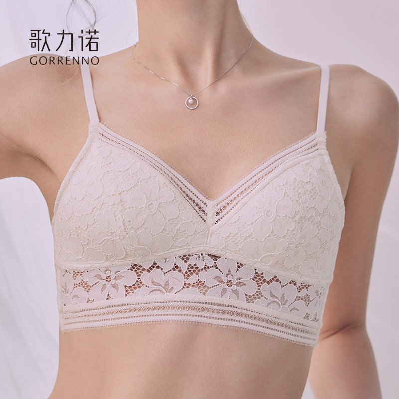 歌力诺无钢圈薄款白色蕾丝法式文胸 歌力诺文胸