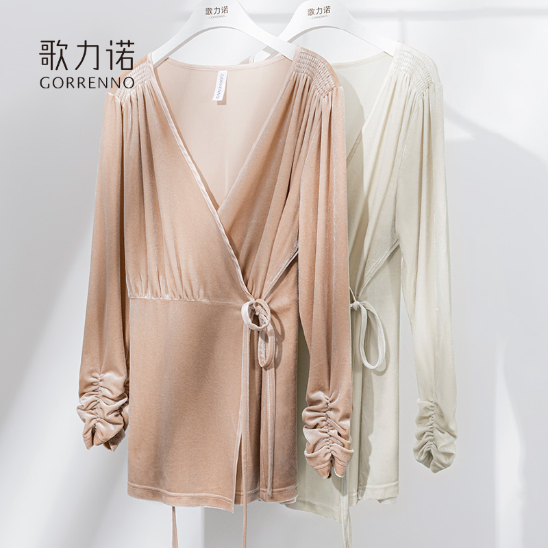 歌力诺旗舰店歌力诺金丝绒睡衣女冬加绒加厚套装年新款舒适居家休闲家居服3