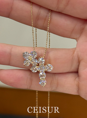 爆闪排钻十字架项链新爆款