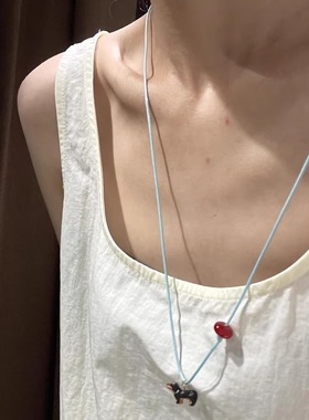 度假风可爱卡通腊肠狗串珠项链