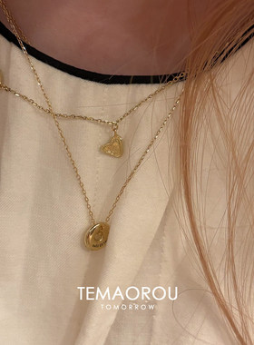 金色不规则甜甜圈爱心叠戴项链女