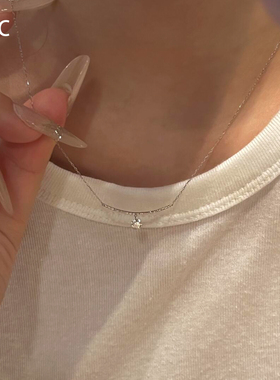 清冷感超闪一字极细吊坠项链