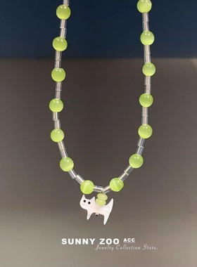 趣味小猫串珠吊坠项链