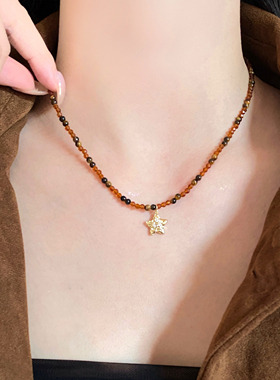 星星串珠叠戴项链秋冬长款毛衣链