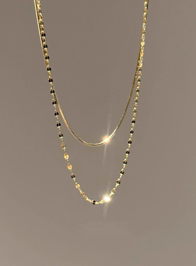 S925纯银金色波浪项链女款锁骨链