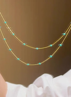 绿松满天星简约项链女款