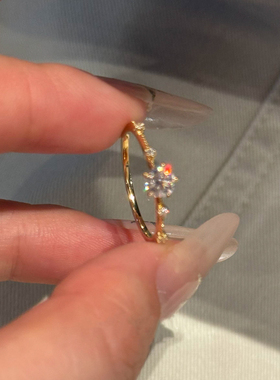 清冷感爆闪水钻戒指食指戒