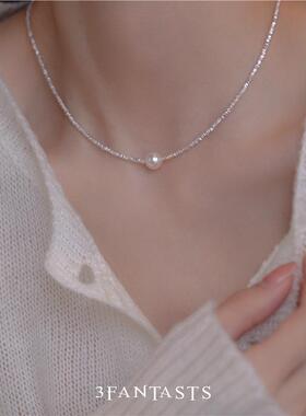 碎银子珍珠项链女颈链秋冬毛衣链