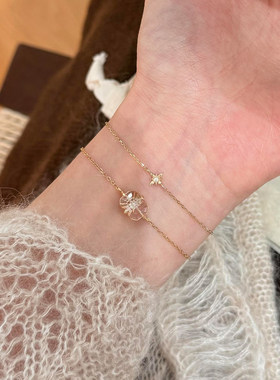 金色爆闪八芒星叠戴手链女