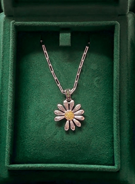 新中式金色雏菊吊坠项链