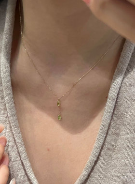 超闪绿色水滴流苏项链