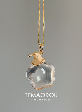 清透白水晶星星帽子吊坠项链