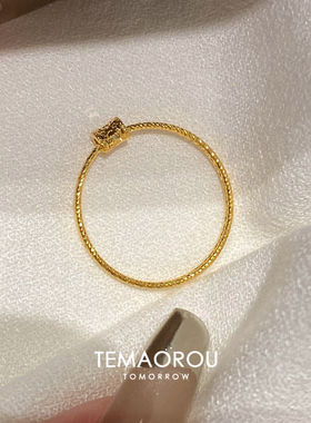 金色爆闪碎冰冰小蛮腰戒指女