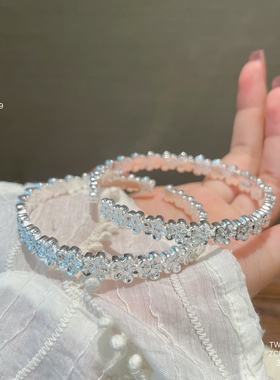 足银999.9梅花蝴蝶底手镯女小众设计感高级百搭手饰送女友