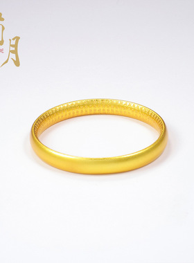 久不掉色古法传承沙金福字手镯泥鳅背实心轮胎镯宽版素圈百福镯子