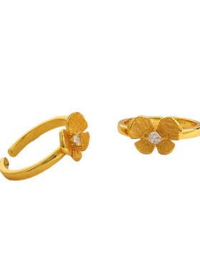 轻奢复古新中式拉丝蝴蝶兰戒指甜美气质高级百搭时尚感精致食指戒