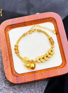 沙金日进斗金五帝钱葫芦盘缠手链时尚轻奢新中式复古个性百搭手饰